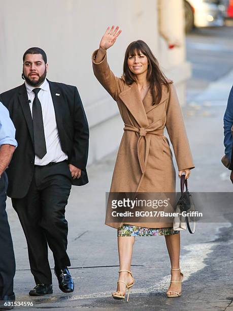 Jessica Biel is seen at 'Jimmy Kimmel Live' on January 11, 2017 in Los Angeles, California.
