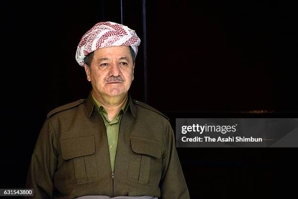 Kurdistan Region President Masoud Barzani is seen during his meeting with Japanese Vice Foreign Minister Kentaro Sonoura on January 9, 2017 in Erbil,...