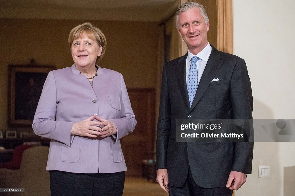 King Philippe of Belgium Meets German Chancellor Angela Merkel In Brussels