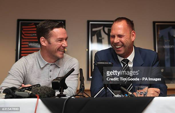 New Notts County Chairman and Owner Alan Hardy and manager Kevin Nolan during a press conference at Meadow Lane, Nottingham.