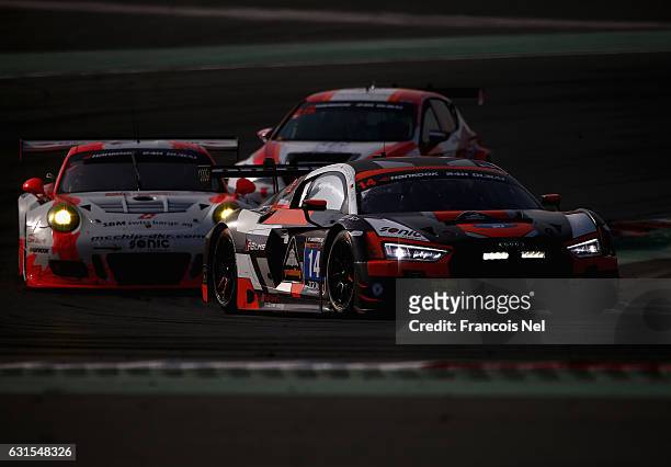 The Optimum Motorsport Audi R8 LMS of Joe Osborne Flick Haigh, Ryan Ratcliffe, Christopher Haase race during qualifying for the Hankook 24 Hours...