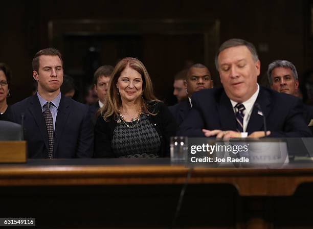 Nick Pompeo and Susan Pompeo look on at their husband and father U.S. President-elect Donald Trump's nominee for the director of the CIA, Rep. Mike...