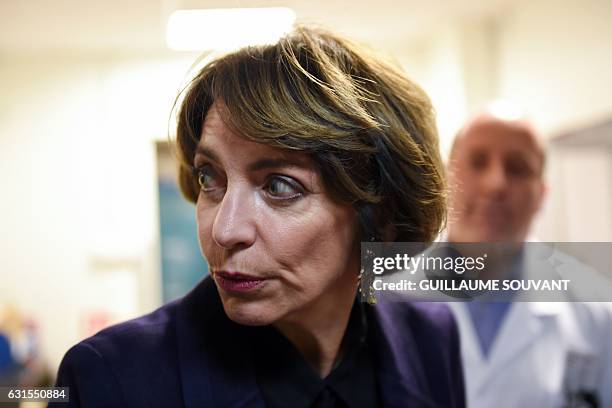 French Minister for Social Affairs and Health Marisol Touraine looks on as she visits the emergency department of the hospital Trousseau in Tours on...