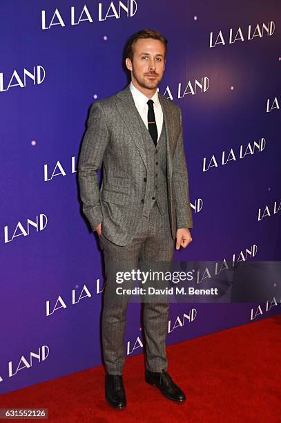 Ryan Gosling attends the "La La Land" Gala Screening at The Ham Yard Hotel on January 12, 2017 in London, England.