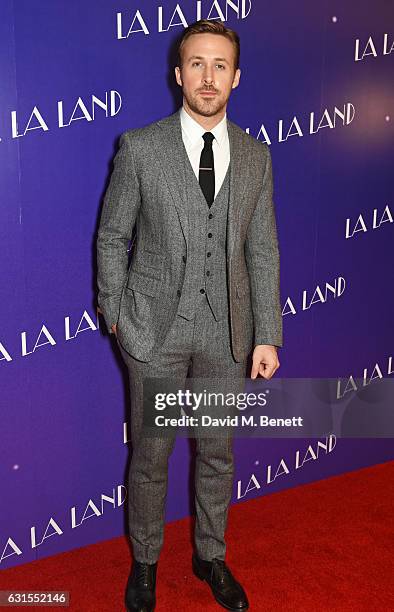 Ryan Gosling attends the "La La Land" Gala Screening at The Ham Yard Hotel on January 12, 2017 in London, England.