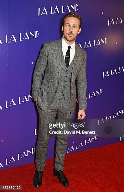 Ryan Gosling attends the "La La Land" Gala Screening at The Ham Yard Hotel on January 12, 2017 in London, England.