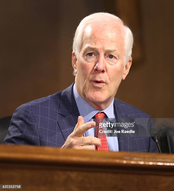 Sen. John Cornyn asks a question during the confirmation hearing for U.S. President-elect Donald Trump's nominee for the director of the CIA,...