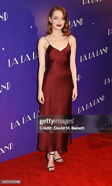 Emma Stone attends the "La La Land" Gala Screening at The Ham Yard Hotel on January 12, 2017 in London, England.