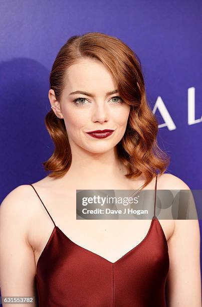 Actress Emma Stone attends the Gala screening of "La La Land" at Ham Yard Hotel on January 12, 2017 in London, England.