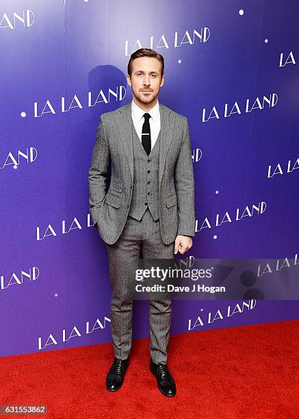 Actor Ryan Gosling attends the Gala screening of "La La Land" at Ham Yard Hotel on January 12, 2017 in London, England.