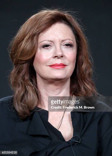 Actress Susan Sarandon of the television show 'Feud' speaks onstage during the FX portion of the 2017 Winter Television Critics Association Press...