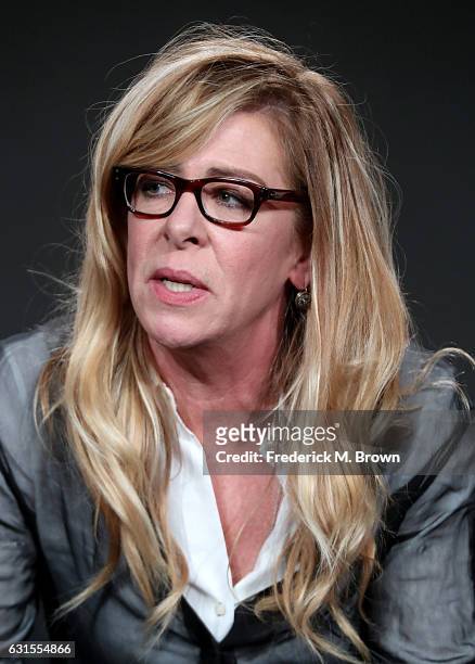 Executive producer Dede Gardner of the television show 'Feud' speaks onstage during the FX portion of the 2017 Winter Television Critics Association...