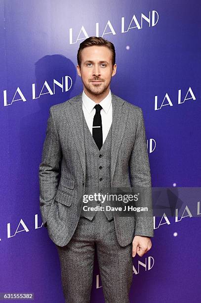 Actor Ryan Gosling attends the Gala screening of "La La Land" at Ham Yard Hotel on January 12, 2017 in London, England.