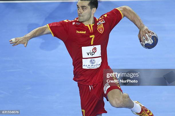 Lazarov kiril 7 during the 25th IHF Men's World Championship 2017 Group B handball match Macedonia vs Tunisia on January 12, 2017 at the Arenes de...