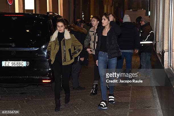 Sophia Stallone, Scarlet Stallone and Sistine Stallone are seen leaving dolce and gabbana store on January 12, 2017 in Milan, Italy.