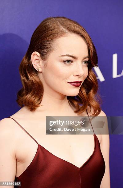 Actress Emma Stone attends the Gala screening of "La La Land" at Ham Yard Hotel on January 12, 2017 in London, England.