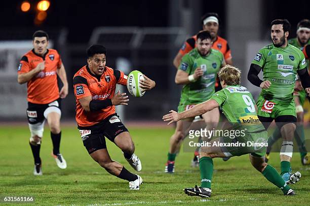 Saia Fekitoa of Narbonne during the french Pro D2 match between Narbonne and Montauban on January 12, 2017 in Narbonne, France.