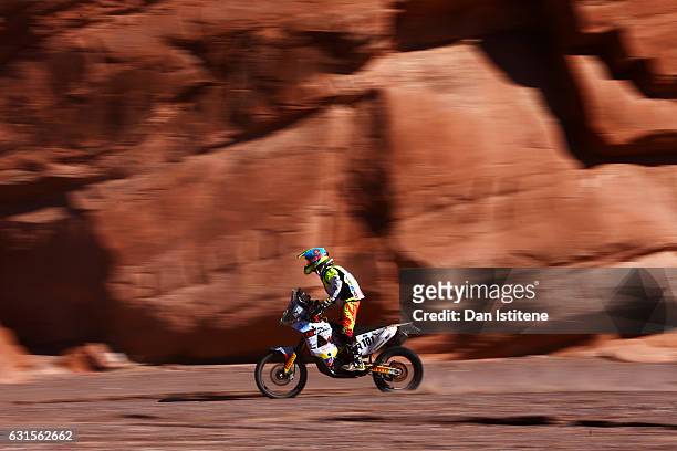 Juan Esteban Sarmiento Ceron of Colombia and KTM XRaid rides a 450 KTM bike in the Classe 2.1 : Super Production during stage nine of the 2017 Dakar...