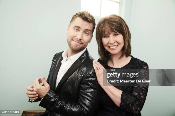 Lance Bass and Diane Bass of the television show 'My Kitchen Rules' pose in the Getty Images Portrait Studio during the FOX portion of the 2017...