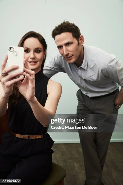 Actors Sarah Wayne Callies and Mark Feuerstein of the television show 'Prison Break' pose in the Getty Images Portrait Studio during the FOX portion...