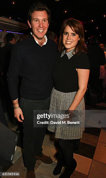 Jack Brooksbank and Princess Eugenie of York attend the launch of Bunga Bunga in Covent Garden on January 12, 2017 in London, England.