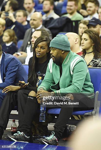 Leomie Anderson sits courtside at the NBA Global Game London 2017 basketball game between the Indiana Pacers and Denver Nuggets at The O2 Arena on...