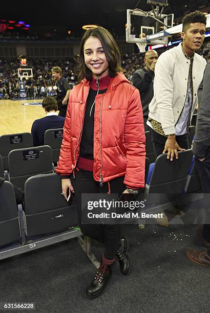 Naomi Scott attends the NBA Global Game London 2017 basketball game between the Indiana Pacers and Denver Nuggets at The O2 Arena on January 12, 2017...