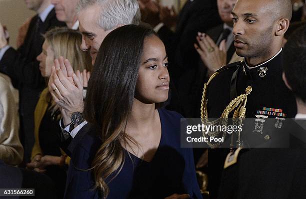 Malia Obama leaves the State Dining room of the White House , January 12, 2017 in Washington, DC.