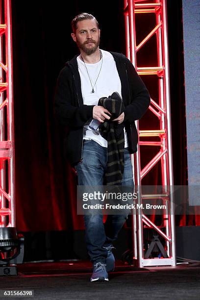 Creator/executive producer/actor Tom Hardy of the television show 'Taboo' speaks onstage during the FX portion of the 2017 Winter Television Critics...