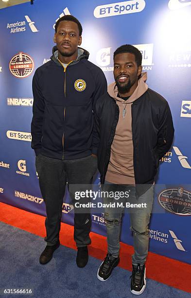 Lavoy Allen and Aaron Brooks attend the NBA Global Game London 2017 after party at The O2 Arena on January 12, 2017 in London, England.