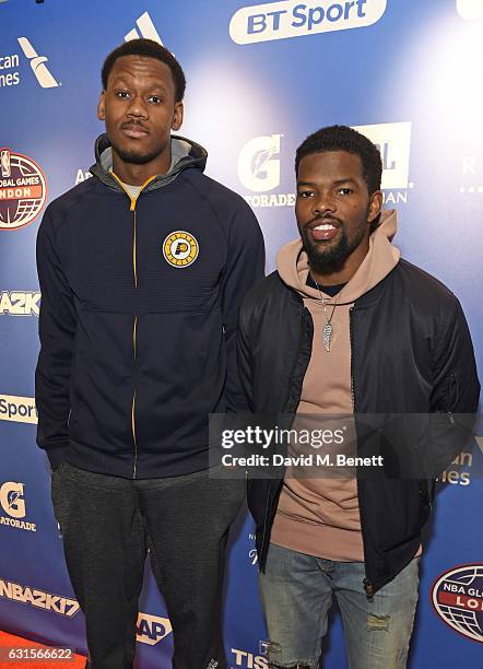 Lavoy Allen and Aaron Brooks attend the NBA Global Game London 2017 after party at The O2 Arena on January 12, 2017 in London, England.