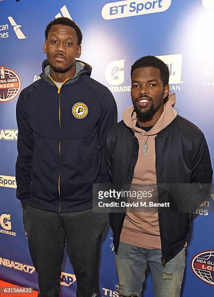 Lavoy Allen and Aaron Brooks attend the NBA Global Game London 2017 after party at The O2 Arena on January 12, 2017 in London, England.
