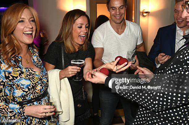 Sarah-Jane Mee, Natalie Pinkham and Adam Bidwell attend the launch of Bunga Bunga in Covent Garden on January 12, 2017 in London, England.