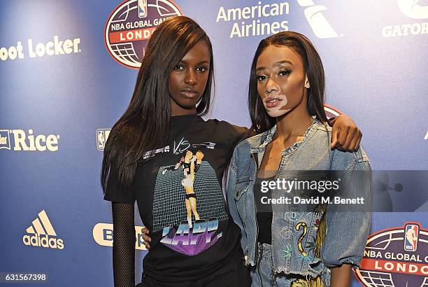 Leomie Anderson and Winnie Harlow attend the NBA Global Game London 2017 after party at The O2 Arena on January 12, 2017 in London, England.