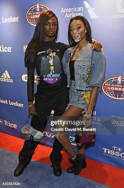 Leomie Anderson and Winnie Harlow attend the NBA Global Game London 2017 after party at The O2 Arena on January 12, 2017 in London, England.