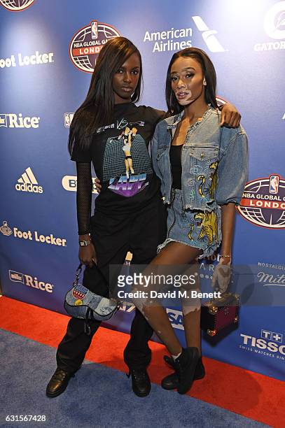 Leomie Anderson and Winnie Harlow attend the NBA Global Game London 2017 after party at The O2 Arena on January 12, 2017 in London, England.