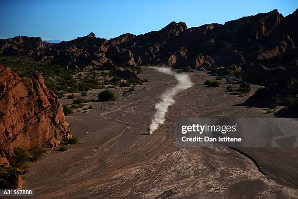 Stefan Svitko of Slovakia and Red Bull KTM Team rides a 450 Rally Replica bike in the Elite ASO during stage nine of the 2017 Dakar Rally between...