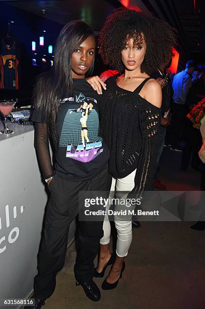 Leomie Anderson and Elarica Gallacher attend the NBA Global Game London 2017 after party at The O2 Arena on January 12, 2017 in London, England.