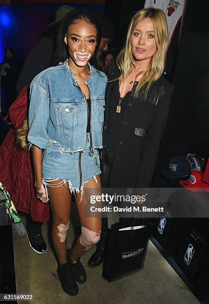 Winnie Harlow and Laura Whitmore attend the NBA Global Game London 2017 after party at The O2 Arena on January 12, 2017 in London, England.