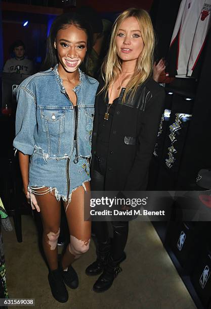 Winnie Harlow and Laura Whitmore attend the NBA Global Game London 2017 after party at The O2 Arena on January 12, 2017 in London, England.