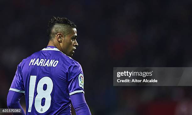 Mariano Diaz of Real Madrid CF looks on during the Copa del Rey Round of 16 Second Leg match between Sevilla FC vs Real Madrid CF at Ramon Sanchez...