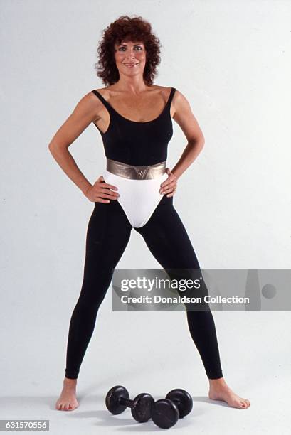 Actress Joanna Cassidy poses for a portrait session while working out in circa 1990 in Los Angeles, California.