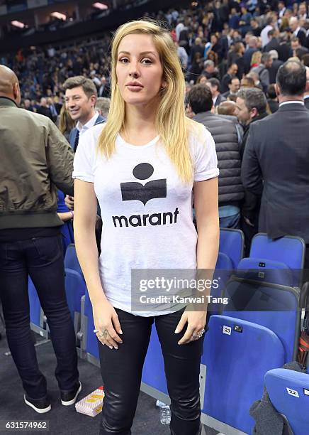 Ellie Goulding attends the Denver Nuggets v Indiana Pacers match as part of the NBA Global Games London 2017 at The O2 Arena on January 12, 2017 in...