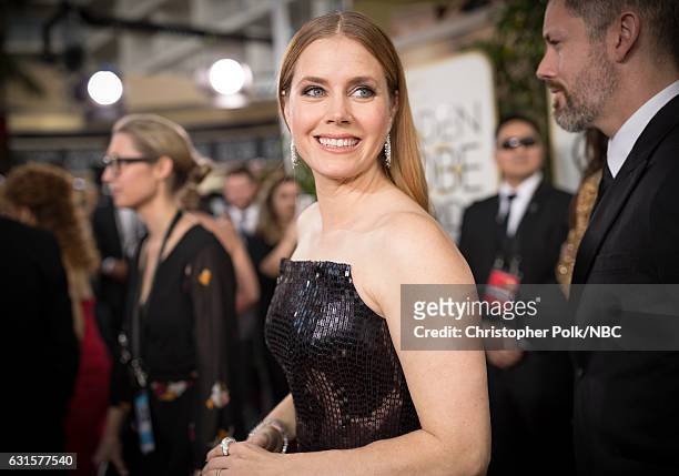 74th ANNUAL GOLDEN GLOBE AWARDS -- Pictured: Actress Amy Adams arrives to the 74th Annual Golden Globe Awards held at the Beverly Hilton Hotel on...