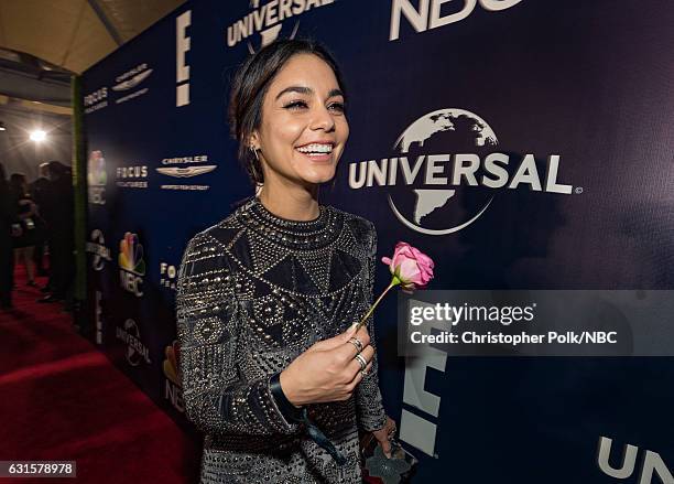 74th ANNUAL GOLDEN GLOBE AWARDS -- Pictured: Actress Vanessa Hudgens poses during the Universal, NBC, Focus Features, E! Entertainment Golden Globes...