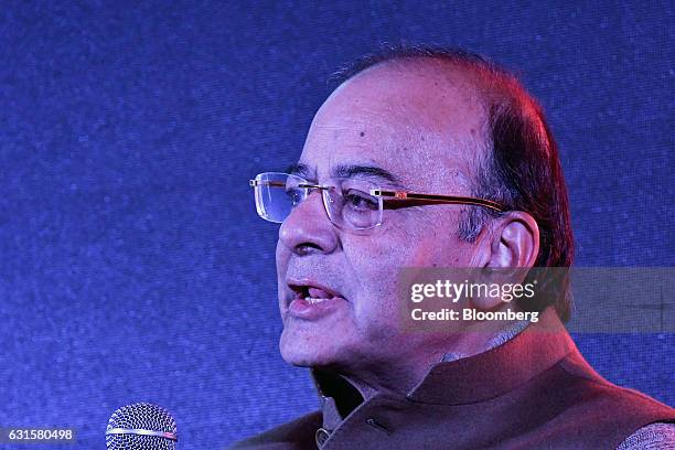 Arun Jaitley, India's finance minister, speaks during the launch of the Airtel Payments Bank Ltd. In New Delhi, India, on Thursday, Jan. 12, 2017....