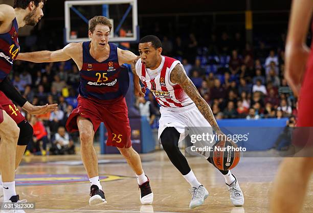 Erick Green and Peteri Koponen during the match between FC Barcelona and Olympiacos, corresponding to the week 17 of the Euroleague, on 12 january...