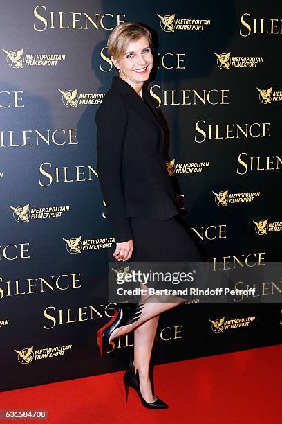 Melita Toscan du Plantier, dressed in Dior, attends the "Silence" Paris Premiere at Musee National Des Arts Asiatiques - Guimet on January 12, 2017...