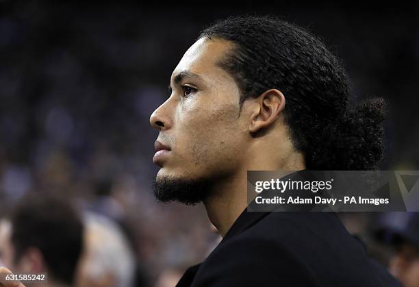 Southampton's Virgil van Dijk during the Denver Nuggets and Indiana Pacers during the NBA Global game at the O2 Arena, London. PRESS ASSOCIATION...