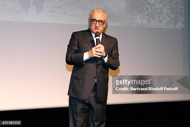 Director of the movie Martin Scorsese presents the "Silence" Paris Premiere at Musee National Des Arts Asiatiques - Guimet on January 12, 2017 in...